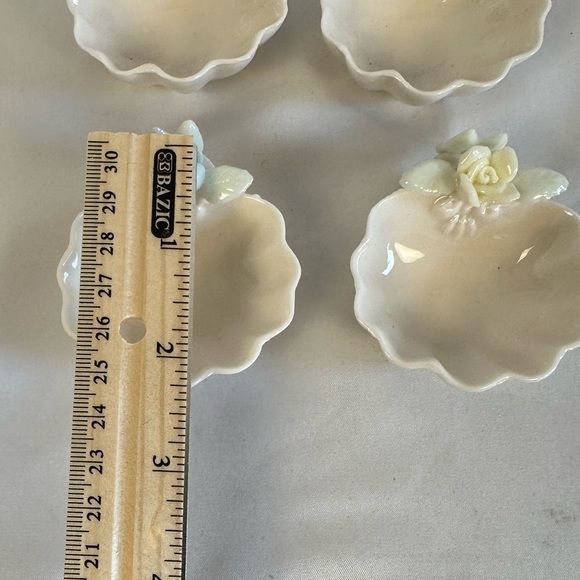 Vintage Bone China Mini Scalloped Round Place Card Holders with Flowers -4 - Picture 12 of 12